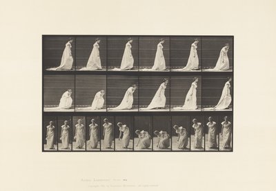 Placa 209. Agachándose y levantando un pañuelo, 1885 de Eadweard Muybridge