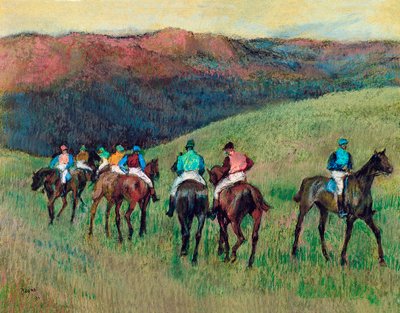 Caballos de carrera en un paisaje de Edgar Degas
