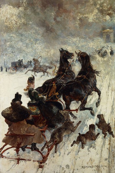 La carrera de trineos, 1877 de Edmond Morin