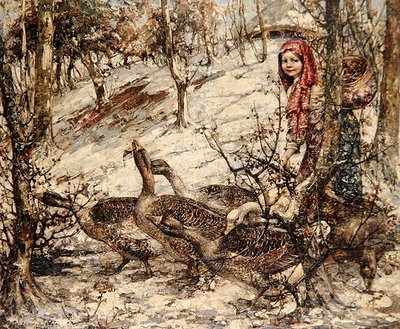 La niña de los gansos de Edward Atkinson Hornel