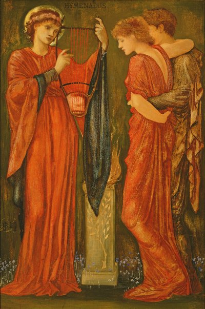 Himeneo (óleo y pan de oro sobre tabla) de Edward Coley Burne Jones