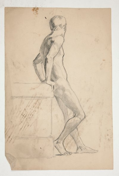 Estudio de figura masculina desnuda, clase de vida. de Edwin Austin Abbey