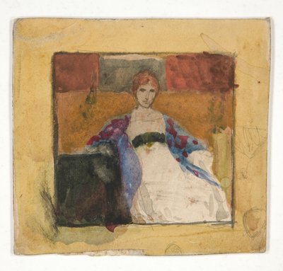 Mujer sentada - ilustración no identificada de Edwin Austin Abbey
