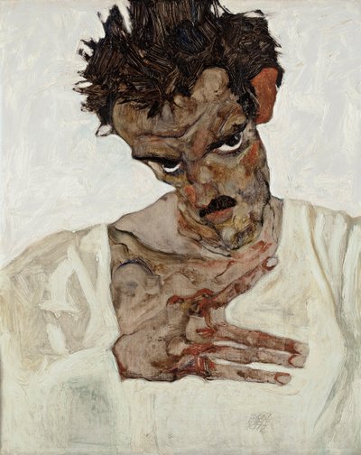 Autorretrato con la Cabeza Baja de Egon Schiele