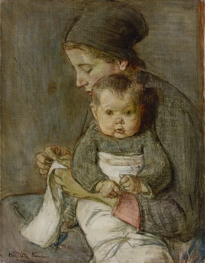 Madre y bebé (óleo sobre lienzo) de Elizabeth Nourse