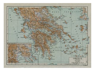 Mapa de la Antigua Grecia, c. 1910 de Emery Walker