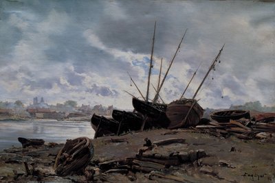 Barcos varados en Dieppe de Emmanuel Lansyer