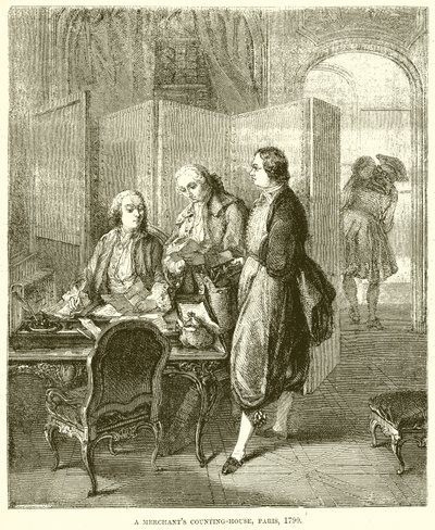 Una casa de contabilidad de comerciantes, París, 1790 de English School