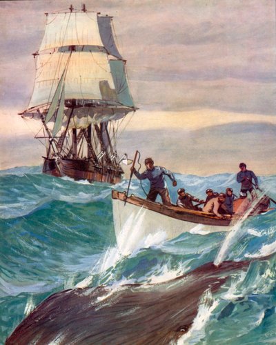 A Whaler (litografía en color) de English School