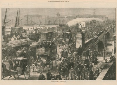 Una escena de calle concurrida en el Puente de Londres de English School