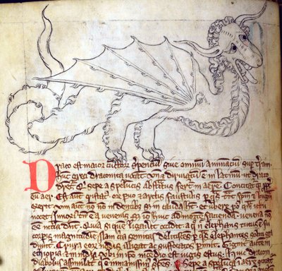 CCA-LitMs/D/10 fol. 24v Dragón, del Bestiario de English School