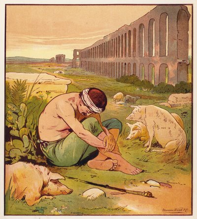 Las parábolas de Jesús: El hijo pródigo (litografia en color) de English School