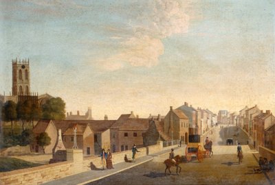 Paisaje con iglesia, c.1790 (óleo sobre lienzo) de English School