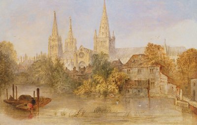 Catedral de Lichfield desde Stowe Pool, c.1850 de English School