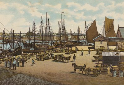 Plymouth: The Barbican, Plymouth (litografia en color) de English School