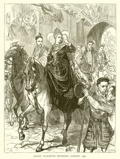 La Reina Isabel entrando en Londres, 1558 de English School