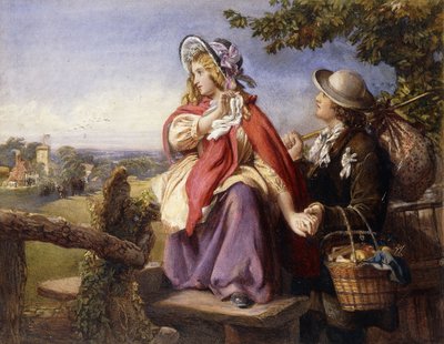 Amantes Rústicos Cruzando un Estilo, c.1860 de English School