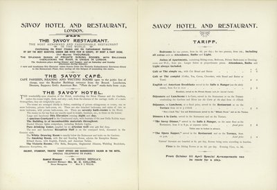 Tarifa del Hotel Savoy, 1900 de English School