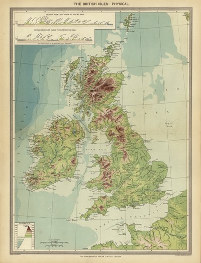 Las Islas Británicas, Física (color litho) de English School