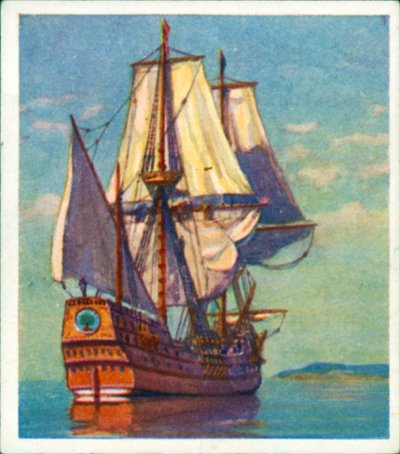 El "Mayflower" (litografía en color) de English School