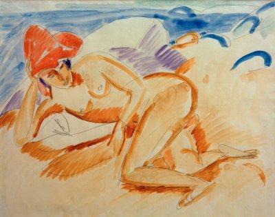 Desnudo con sombrero rojo de Ernst Ludwig Kirchner