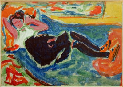 Mujer con medias negras de Ernst Ludwig Kirchner