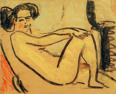 Niña acostada junto al horno de Ernst Ludwig Kirchner