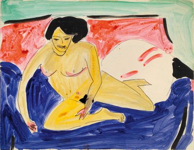 Desnudo sentado en diván de Ernst Ludwig Kirchner