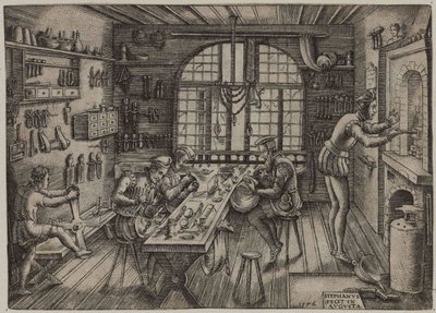 Tienda de orfebre, 1576 de Etienne Delaune