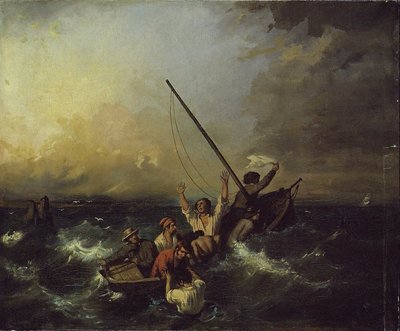 Naufragio (óleo sobre lienzo) de Eugene (after) Isabey