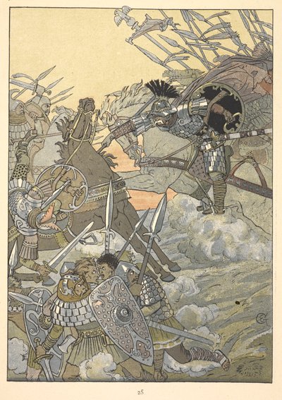 Una escena de batalla. de Eugene Grasset