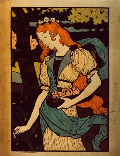 Mujer recogiendo flores, 1917 de Eugene Grasset