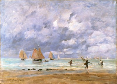 Pescadores y veleros en Trouville, 1892 de Eugene Louis Boudin