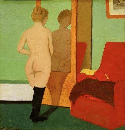 Desnudo femenino frente a un armario con espejo de Felix Edouard Vallotton