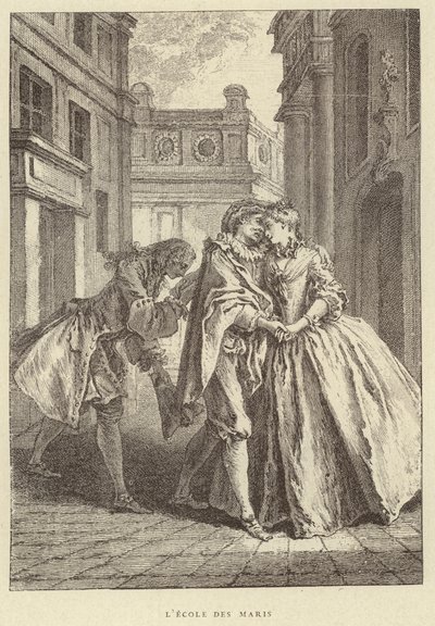 La escuela de los maridos (grabado) de Francois (after) Boucher