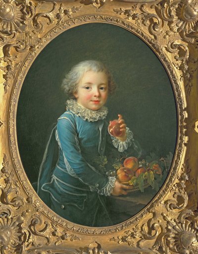 Niño con duraznos, 1760 de Francois Hubert Drouais