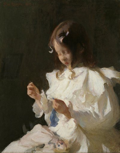 Retrato de un niño cosiendo de Frank Weston Benson