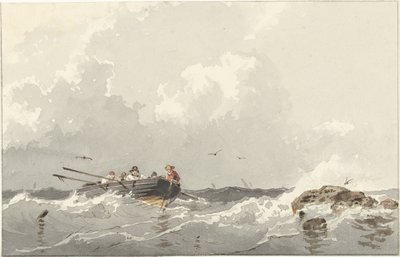 Barco de remos en el mar de Frans Arnold Breuhaus de Groot