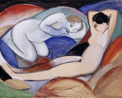 Dos desnudos reclinados, 1912 de Franz Marc