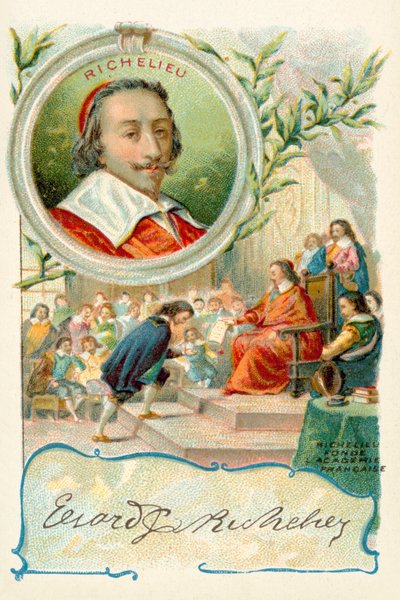 Cardenal Richelieu fundando la Academia Francesa de French School