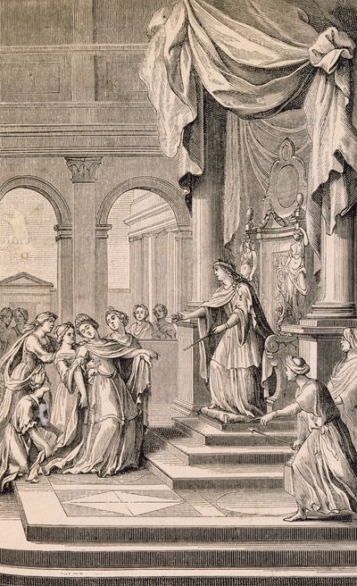 Escena de Esther de Jean Racine (grabado) de French School