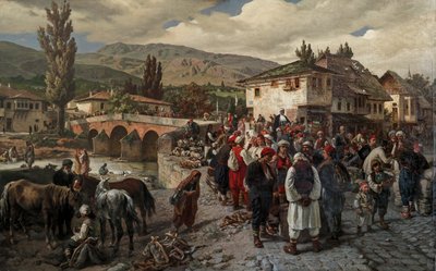 En el Puente Latino en Sarajevo de Friedrich Alois Schönn