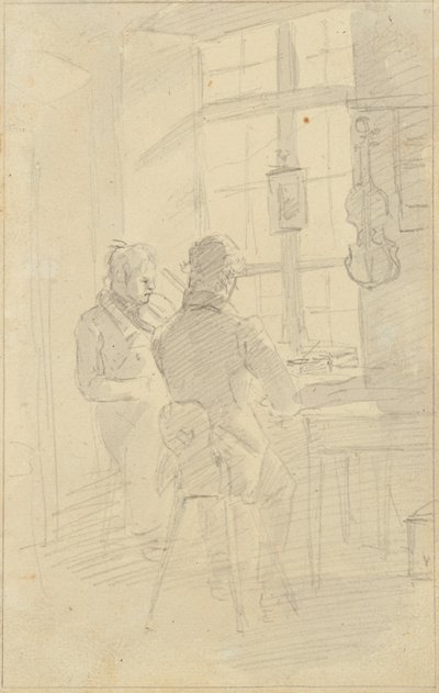 Dos hombres tocando el violín de Friedrich August Mathias Gauermann