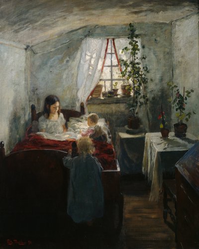 interiores con niños de Fritz Thaulow