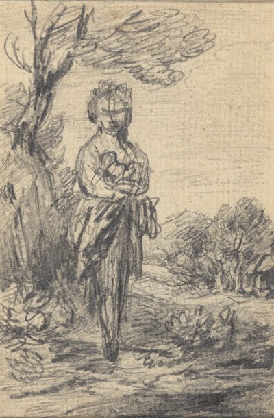 Figura femenina de pie en un paisaje de Gainsborough Dupont