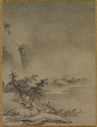 Sirviente chino caminando bajo la lluvia, 1500s de Gakuo Zokyu