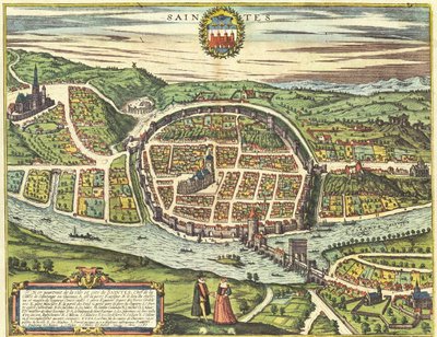 Saintes, Francia de Georg and Hogenberg Franz (1535 90) Braun