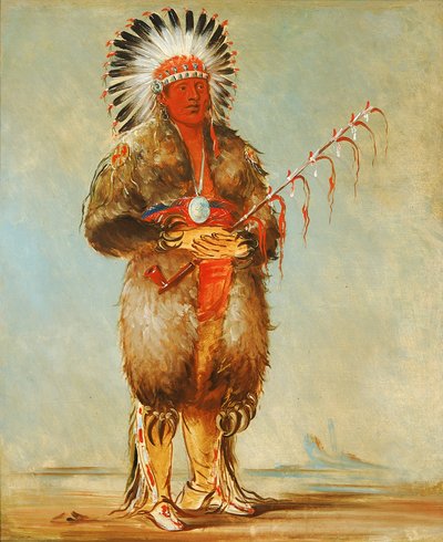 Ráw-no-way-wóh-krah, Tallo de pipa suelto, un valiente de George Catlin