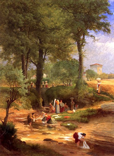 Día de lavado cerca de Perugia, Italia, 1873 de George Inness