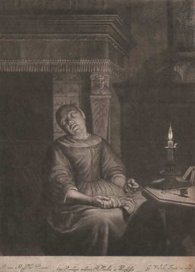 La costurera dormida sentada de Gerard Valk